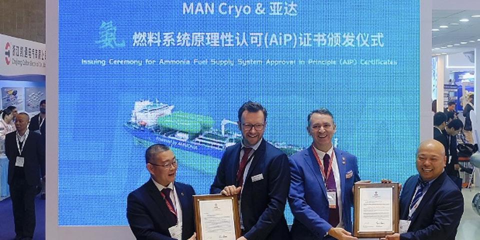 YADA and MAN Cryo&rsquo;s ammonia fuel system receives Approval in Principle